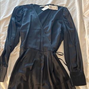 Abercrombie & Fitch black Wrap Dress with Bishop Sleeves